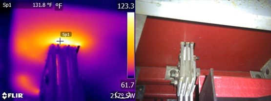 Thermal image of electrical hot spot.